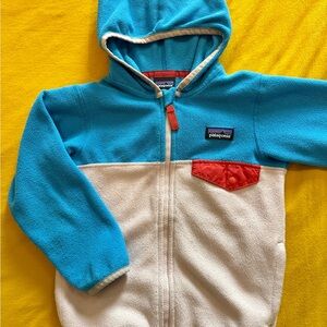Patagonia Blue and Light Pink Fleece Hoodie